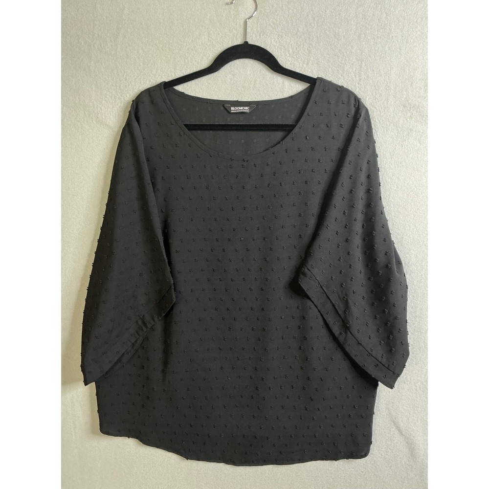 BloomChic Top Women's 22 Blouse Top Swiss Dot 3/4 Sleeve Plus Size US 22-24